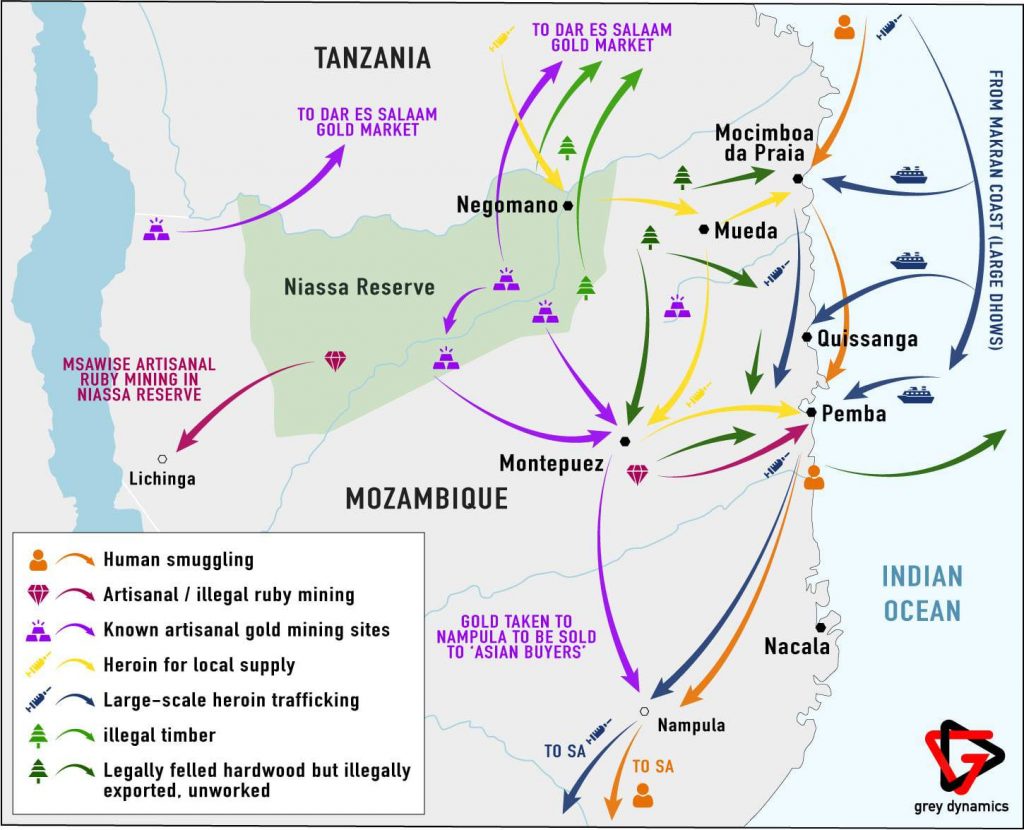 Illicit trade routes in South East Africa. ISIS Threatens South Africa: A New Front?