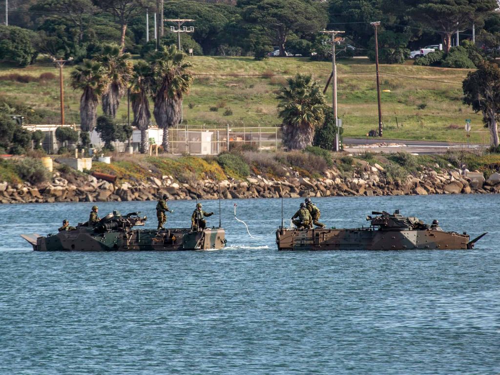 Amphibious Rapid Deployment Brigade personnel in a naval training exercise