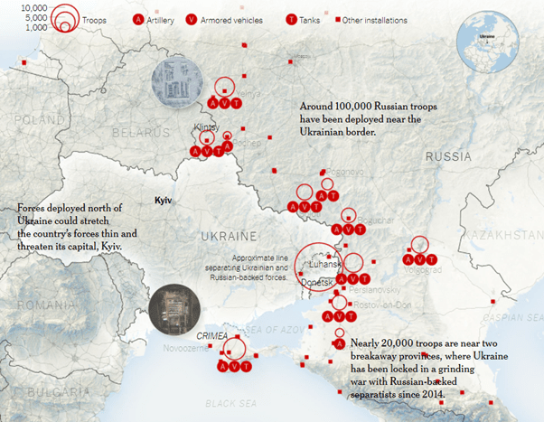 Current military build-up surrounding Ukraine as of January 7th