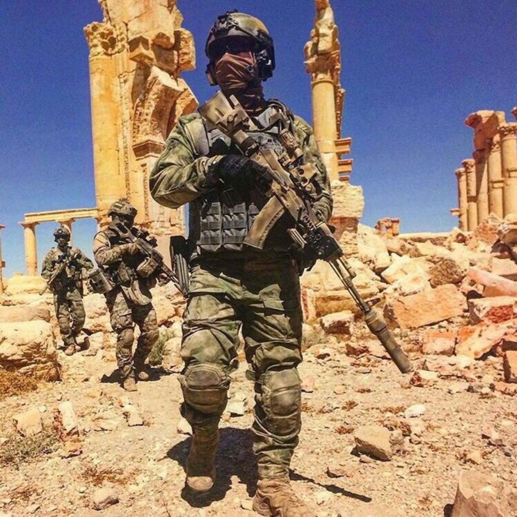 Russian special forces in Palmyra Syria