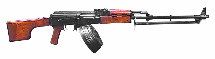 RPK light support weapon with a drum magazine.